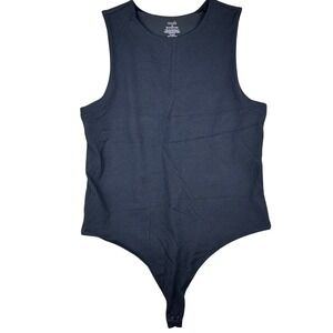 nuuds Ribbed High Neck‎ Sleeveless Bodysuit Black XL Basics